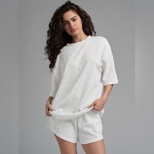 Comfrt Waffle Lounge Set Snow Leopard Limited Edition Tee & Shorts Small New